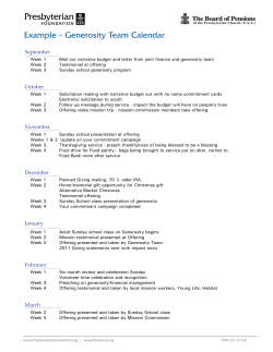 Example - Generosity Team Calendar