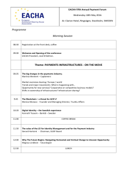 Programme Morning Session Theme: PAYMENTS