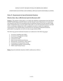 Requirements for Special Residential Situations