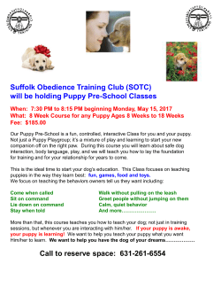 (SOTC) will be holding Puppy Pre-School Classes When