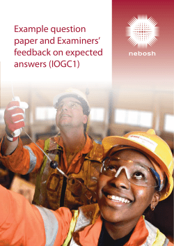 Example question paper and Examiners` feedback on expected