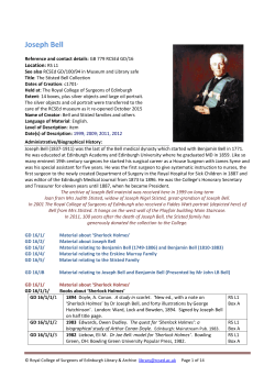 Joseph Bell - Royal College of Surgeons of Edinburgh