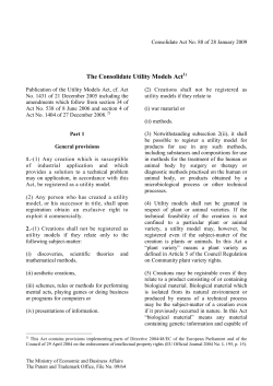 The Consolidate Utility Models Act