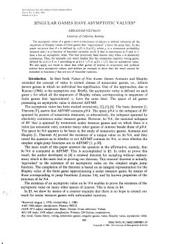 SINGULAR GAMES HAVE ASYrvfPTOTIC VALUES*