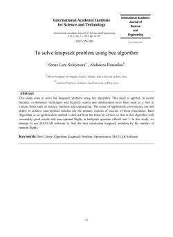To solve knapsack problem using bee algorithm