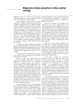 Malpractice claims: prevention is often a better strategy