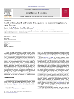 Health systems, health and wealth: The argument for investment