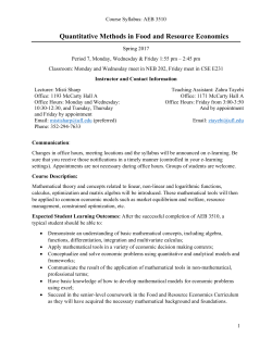 AEB3510 - Food and Resource Economics