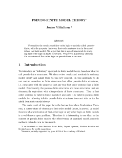 PSEUDO-FINITE MODEL THEORY* Jouko Via ian ianen - MAT-UnB