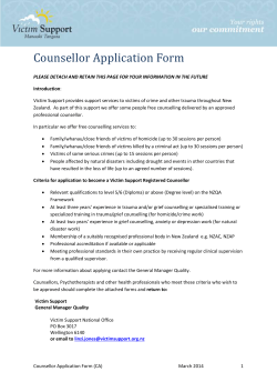 Counsellor Application Form PLEASE DETACH AND RETAIN THIS