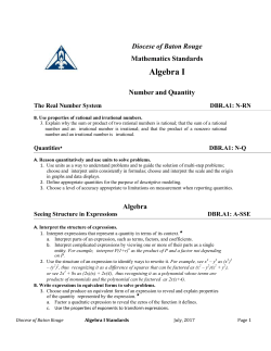 2016-17 DBR Algebra I Standards