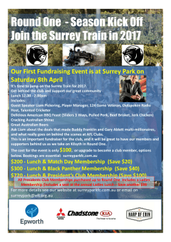 Round One - Season Kick Off Join the Surrey Train in 2017