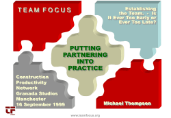 Focusing the Program, Projects and Teams