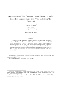 Ohyama-Kemp-Wan Customs Union Formation under Imperfect
