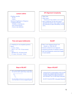 Lecture outline DP Alignment Complexity Time and