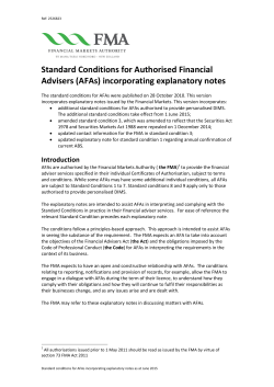 consultation- request for comment on standard conditions for