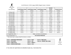 Innisfil Women`s 3 Pitch League (IW3PL) Regular Season Schedule