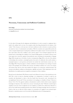 Necessary, Unnecessary and Sufficient Conditions