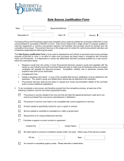 Sole Source Justification Form