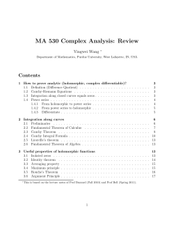 MA 530 Complex Analysis: Review