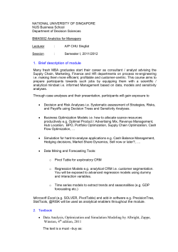 MBA5002 Analytics for Managers