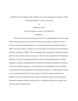 FIRM AND FIRM-MARKET LEVEL ANALYSES by THOMAS E. WILL