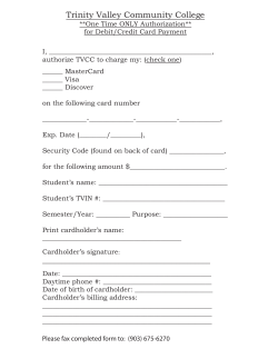 authorize TVCC to charge my (circle one) MasterCard/Visa card