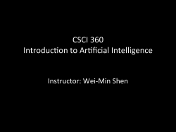 CSCI 360 Introduc#on to Ar#ficial Intelligence
