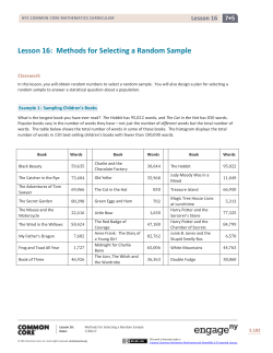 Lesson 16: Methods for Selecting a Random Sample