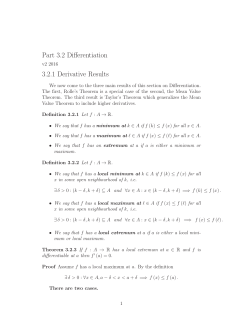 Part 3.2 Differentiation 3.2.1 Derivative Results