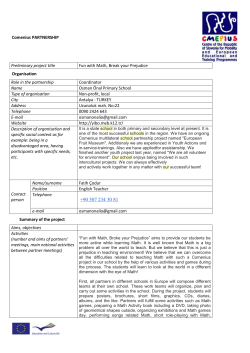 Comenius PARTNERSHIP Preliminary project title Fun with Math