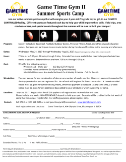 Game Time Gym Summer Sports Camp