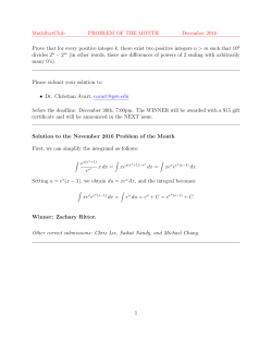 MathStatClub PROBLEM OF THE MONTH December 2016 Prove
