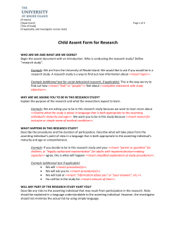 Child Assent Template - University of Rhode Island