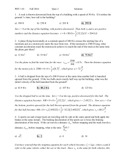 PHY 110 Fall 2016 Quiz 2 Solution 1. A rock is thrown downward
