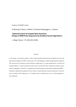 Optimal Control of Coupled Spin Dynamics: Design of NMR