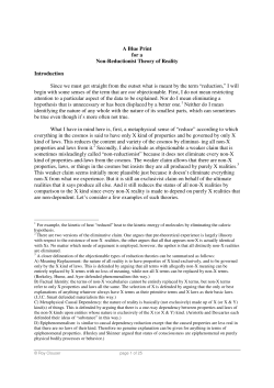 A blue print for a non-reductionist theory of reality