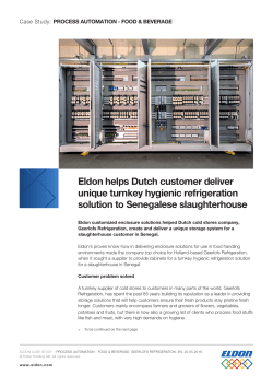 Eldon helps Dutch customer deliver unique turnkey hygienic
