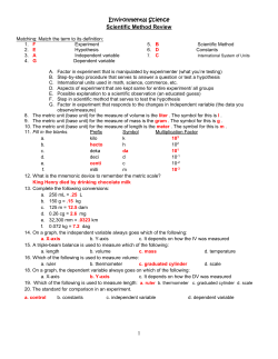 Environmental Science Scientific Method Review Matching: Match