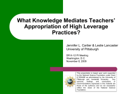Cartier Lancaster Teachers High Leverage Practices Univ