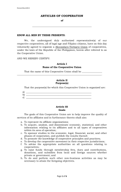 Model Articles of Cooperation