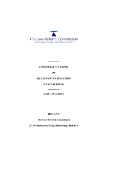 CONSULTATION PAPER ON MULTI-PARTY LITIGATION (CLASS
