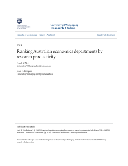 Ranking Australian economics departments by
