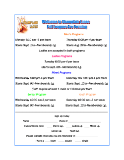 Men`s Programs Monday 6:10 pm—5 per team