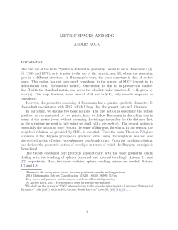METRIC SPACES AND SDG Introduction