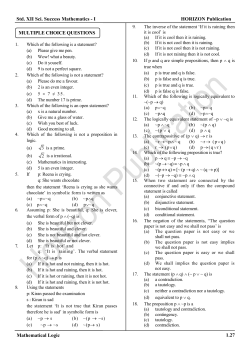 1.27 Mathematical Logic Std. XII Sci. Success Mathematics