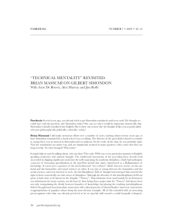 &ldquo;technical mentality&rdquo; revisited: brian massumi on gilbert simondon