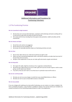Additional Information for Fundraising Volunteers