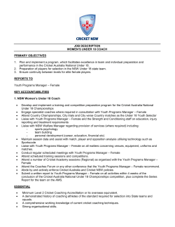 NSWIS Blues and WCNSW Head Coach Position