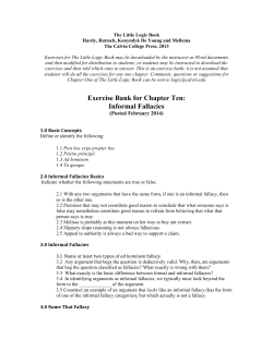 Exercise Bank for Chapter Ten: Informal Fallacies
